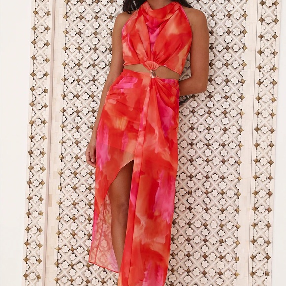 MIDI DRESS ORANGE - Picture 1 of 4